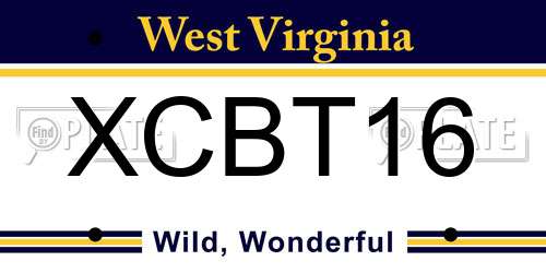 XCBT16 West Virginia License Plate