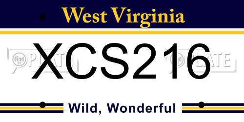 XCS216 West Virginia License Plate