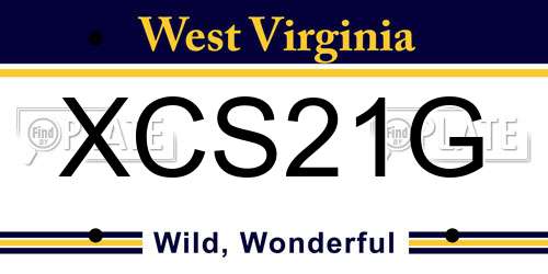 XCS21G West Virginia License Plate