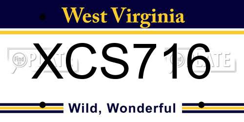 XCS716 West Virginia License Plate