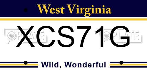 XCS71G West Virginia License Plate