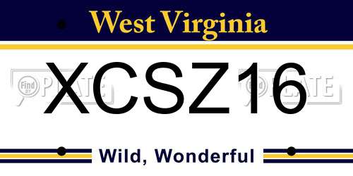 XCSZ16 West Virginia License Plate