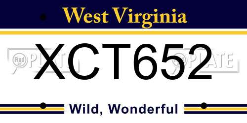 XCT652 West Virginia License Plate