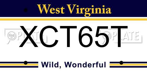 XCT65T West Virginia License Plate