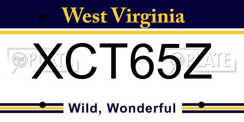 XCT65Z West Virginia License Plate