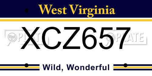 XCZ657 West Virginia License Plate