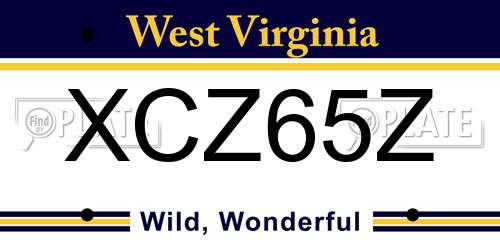 XCZ65Z West Virginia License Plate