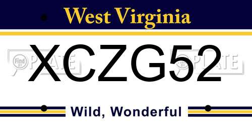XCZG52 West Virginia License Plate