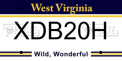 XDB20H West Virginia License Plate