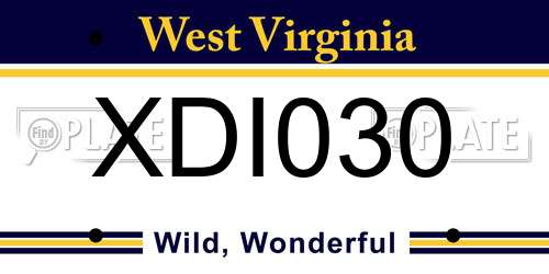 XDI030 West Virginia License Plate