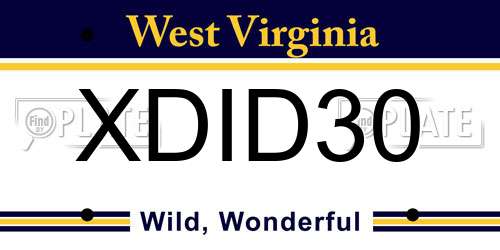 XDID30 West Virginia License Plate