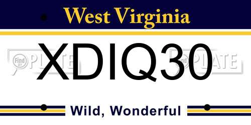 XDIQ30 West Virginia License Plate
