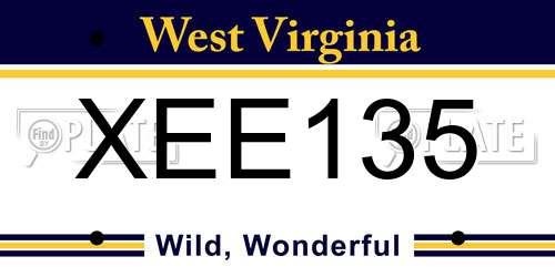 XEE135 West Virginia License Plate