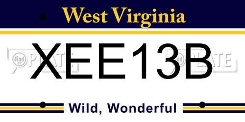 XEE13B West Virginia License Plate