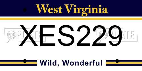 XES229 West Virginia License Plate