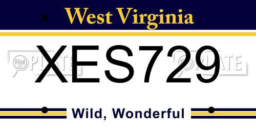 XES729 West Virginia License Plate