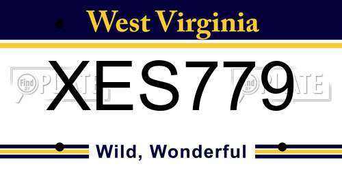 XES779 West Virginia License Plate