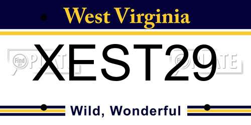 XEST29 West Virginia License Plate