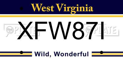 XFW87I West Virginia License Plate