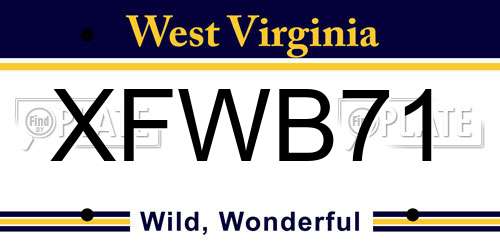 XFWB71 West Virginia License Plate