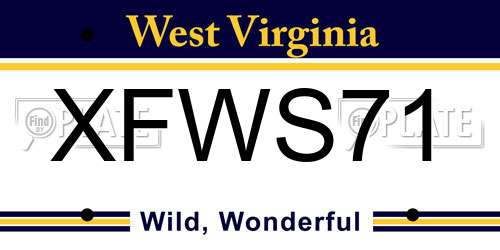 XFWS71 West Virginia License Plate