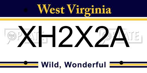 XH2X2A West Virginia License Plate