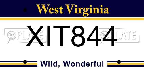 XIT844 West Virginia License Plate