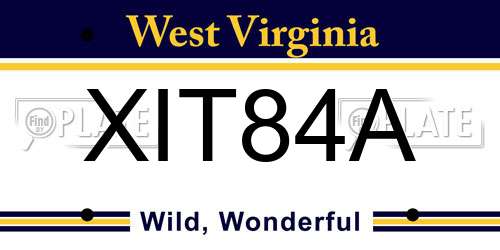XIT84A West Virginia License Plate