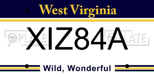 XIZ84A West Virginia License Plate