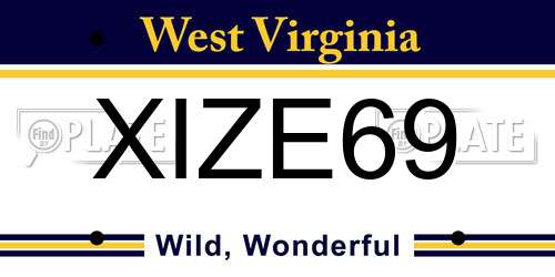XIZE69 West Virginia License Plate