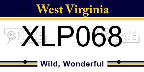 XLP068 West Virginia License Plate