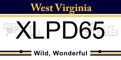 XLPD65 West Virginia License Plate