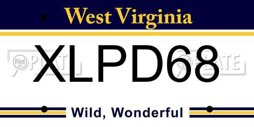 XLPD68 West Virginia License Plate