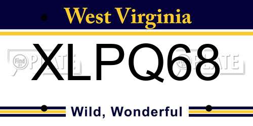 XLPQ68 West Virginia License Plate