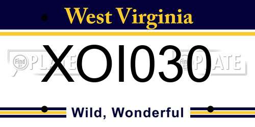 XOI030 West Virginia License Plate