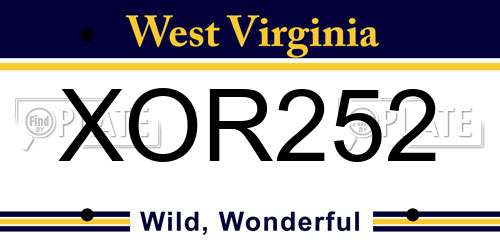 XOR252 West Virginia License Plate