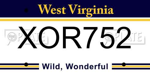 XOR752 West Virginia License Plate