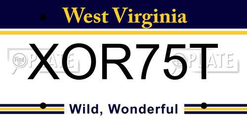 XOR75T West Virginia License Plate