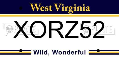 XORZ52 West Virginia License Plate