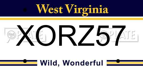 XORZ57 West Virginia License Plate