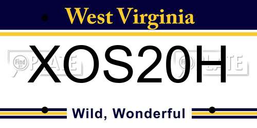 XOS20H West Virginia License Plate