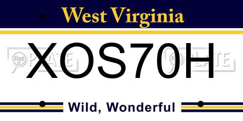 XOS70H West Virginia License Plate