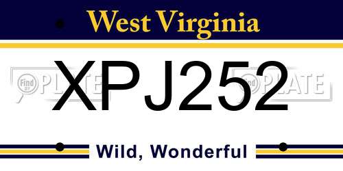 XPJ252 West Virginia License Plate