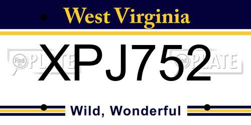 XPJ752 West Virginia License Plate