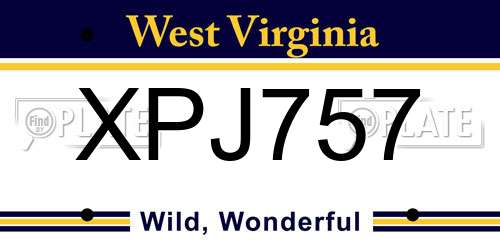 XPJ757 West Virginia License Plate