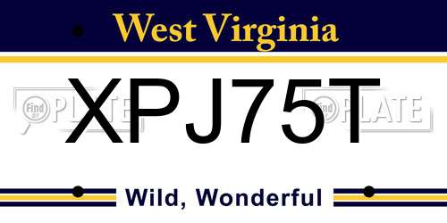 XPJ75T West Virginia License Plate
