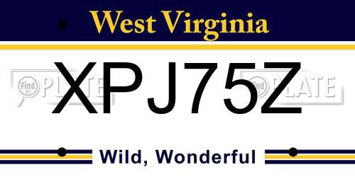 XPJ75Z West Virginia License Plate