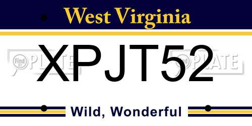 XPJT52 West Virginia License Plate