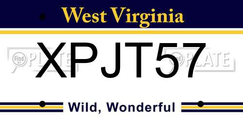 XPJT57 West Virginia License Plate