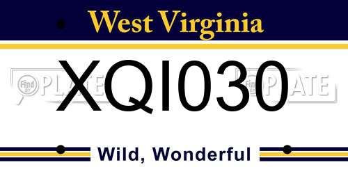 XQI030 West Virginia License Plate